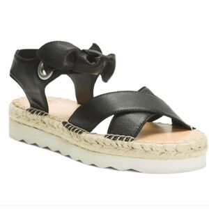 Frye & Co Lula Black Espadrille Bow Sandals Size 8 M NIB